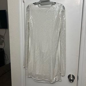 Meshki Nala Sequin Mini Dress - White. Size Small. Never worn, brand new.